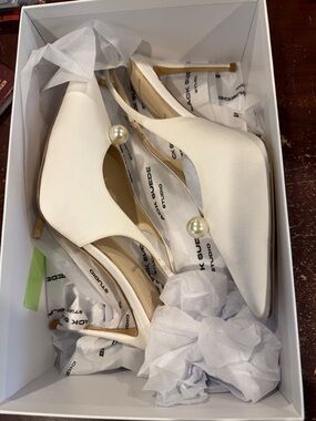 Ivory Pearl-Accent Slingback Heels - Women's Formal Pumps